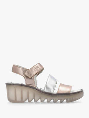 Bexy Sahara Silver Sahara Leather Mid Wedge Sandals