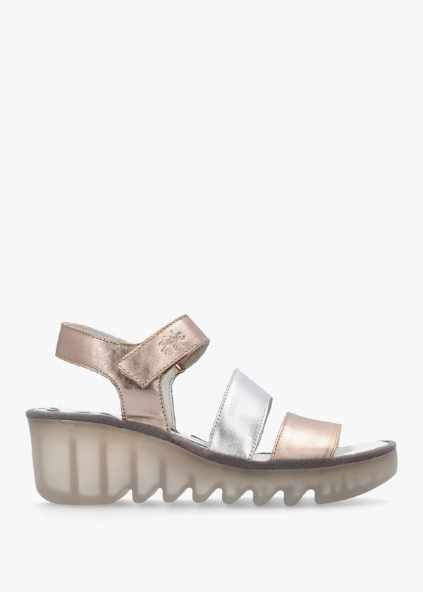 Bexy Sahara Silver Sahara Leather Mid Wedge Sandals