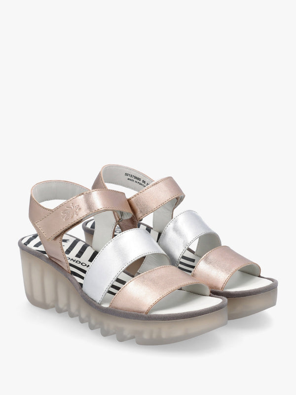 Bexy Sahara Silver Sahara Leather Mid Wedge Sandals