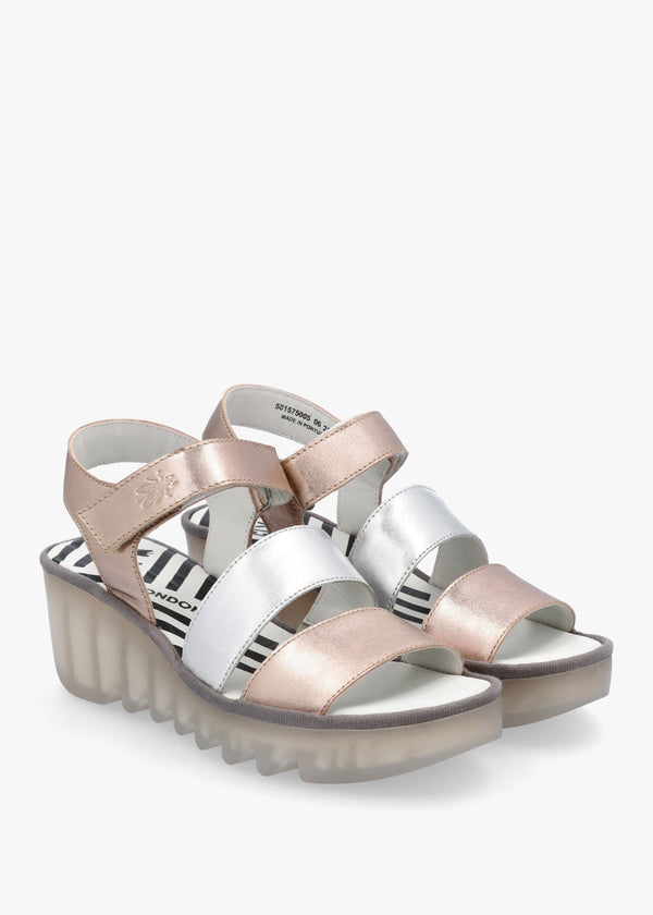 Bexy Sahara Silver Sahara Leather Mid Wedge Sandals
