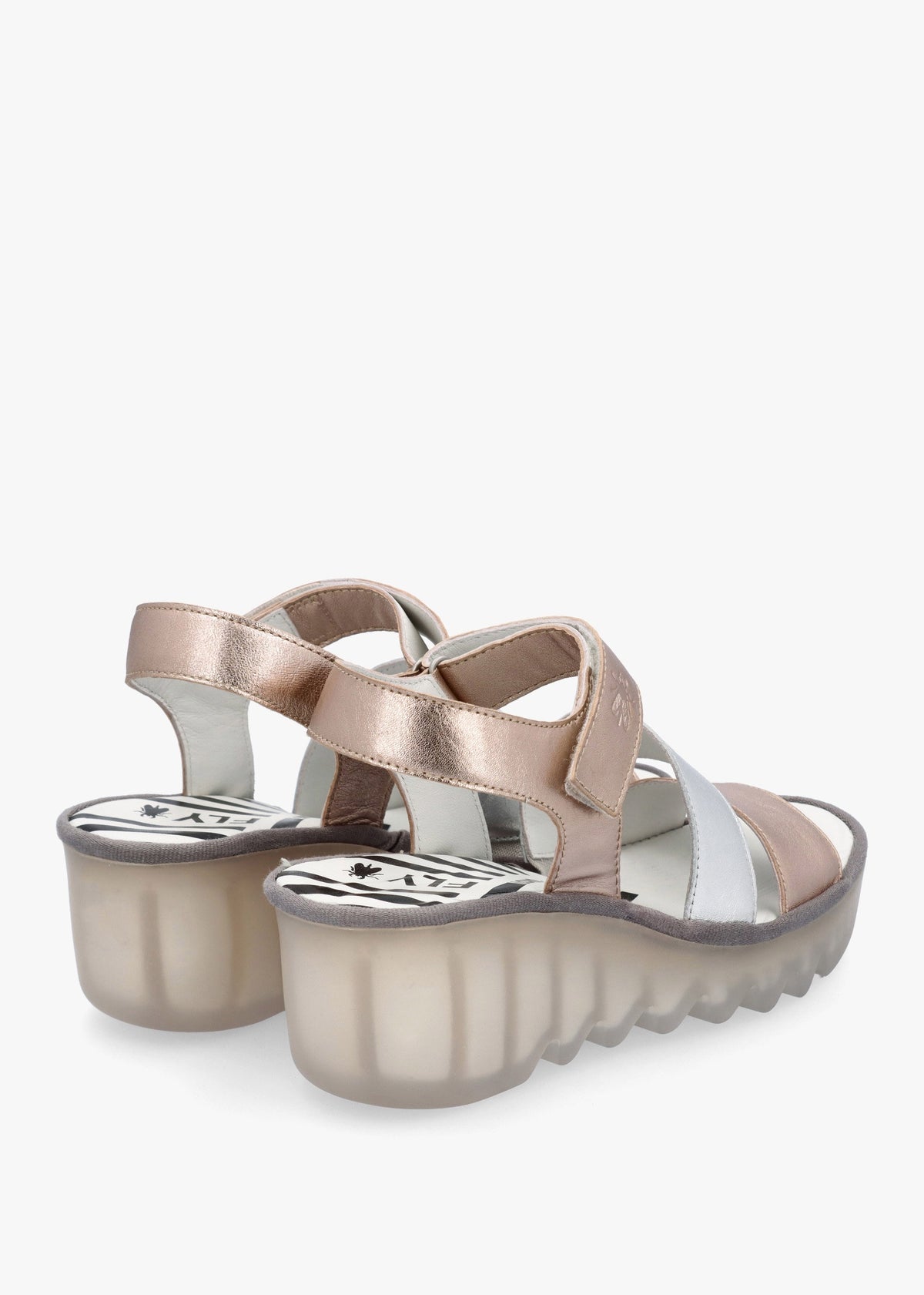 Bexy Sahara Silver Sahara Leather Mid Wedge Sandals