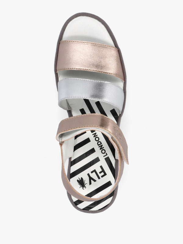 Bexy Sahara Silver Sahara Leather Mid Wedge Sandals