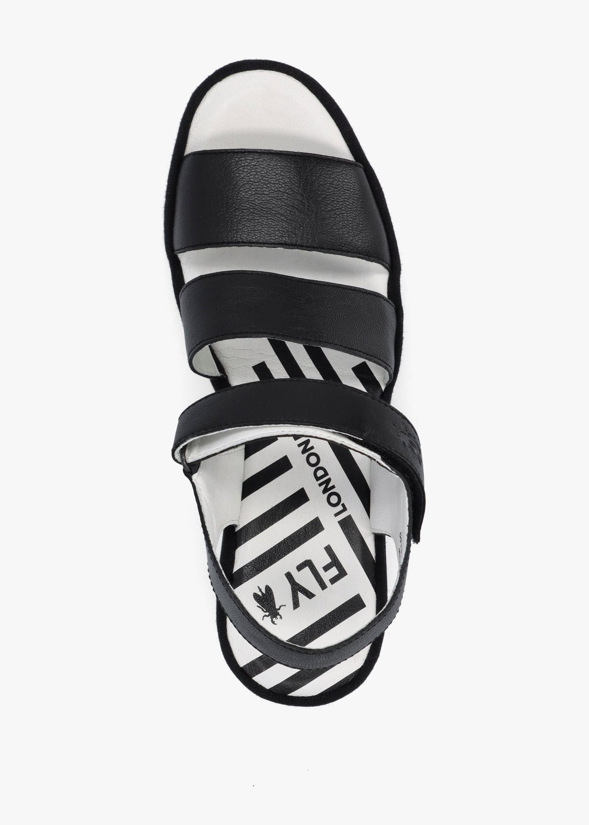 Bexy Black Leather Mid Wedge Sandals