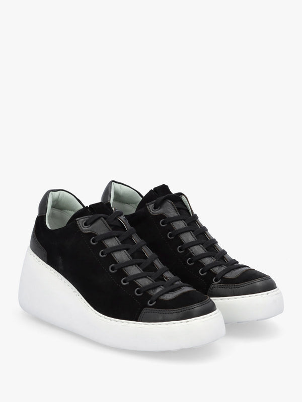 Dufy Black Suede Wedge Trainers