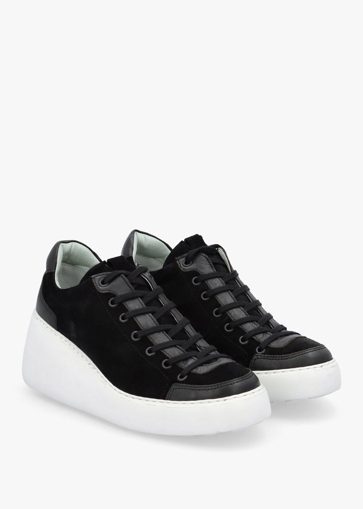 Dufy Black Suede Wedge Trainers