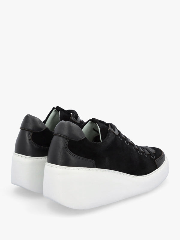 Dufy Black Suede Wedge Trainers