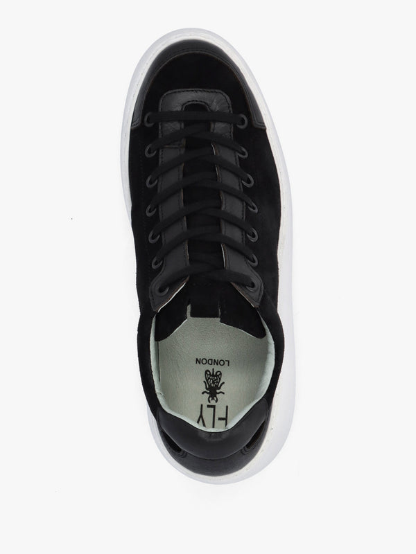 Dufy Black Suede Wedge Trainers
