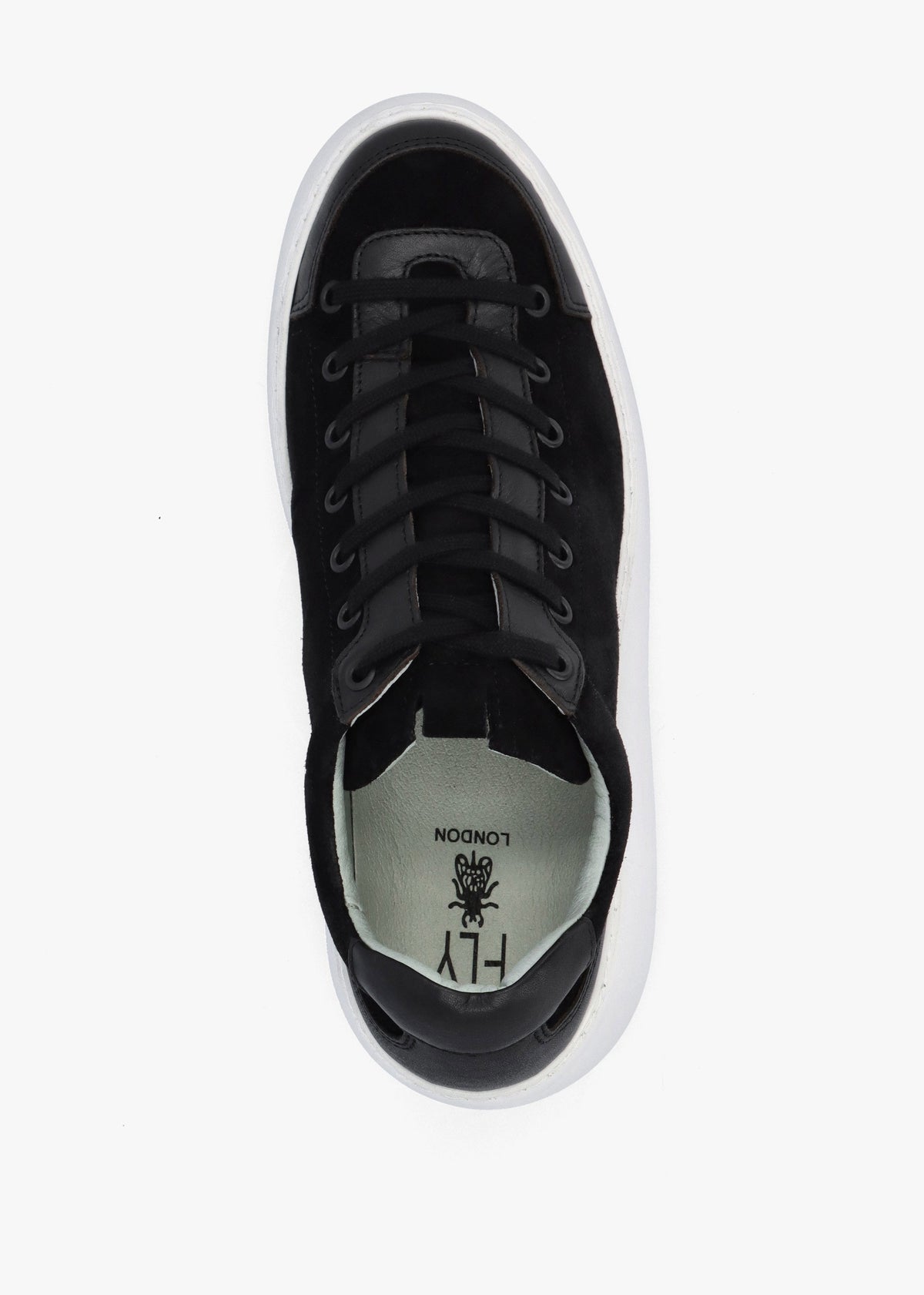 Dufy Black Suede Wedge Trainers
