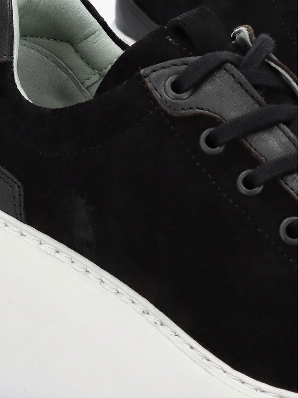 Dufy Black Suede Wedge Trainers