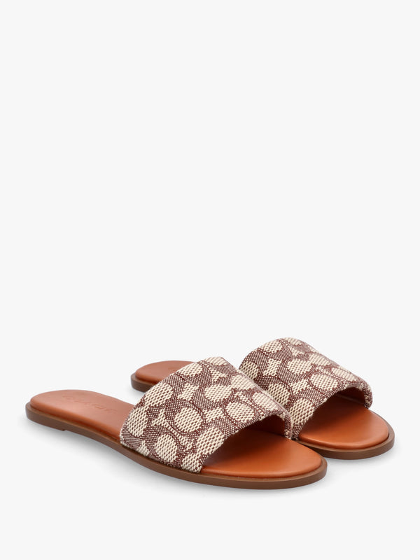 Holly Signature Textile Jacquard Cocoa Burnished Amber Flat Mules