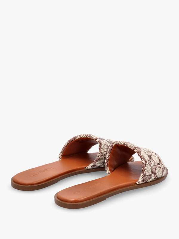 Holly Signature Textile Jacquard Cocoa Burnished Amber Flat Mules