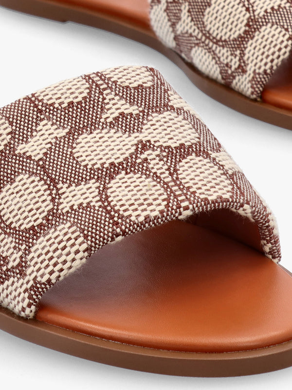 Holly Signature Textile Jacquard Cocoa Burnished Amber Flat Mules