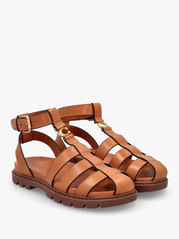 Sculpted C Fisherman Cognac Leather Sandals