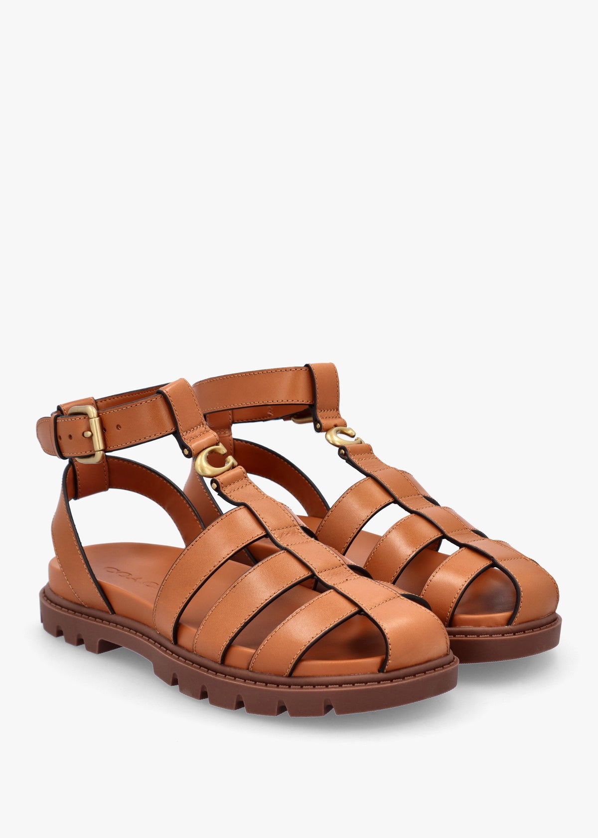 Sculpted C Fisherman Cognac Leather Sandals