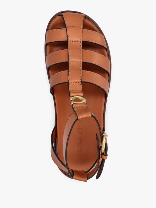 Sculpted C Fisherman Cognac Leather Sandals