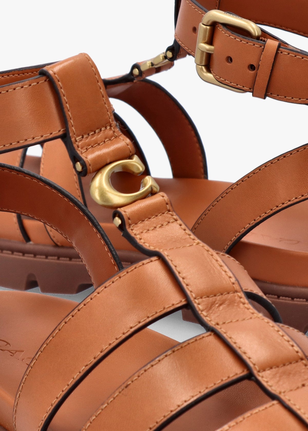 Sculpted C Fisherman Cognac Leather Sandals