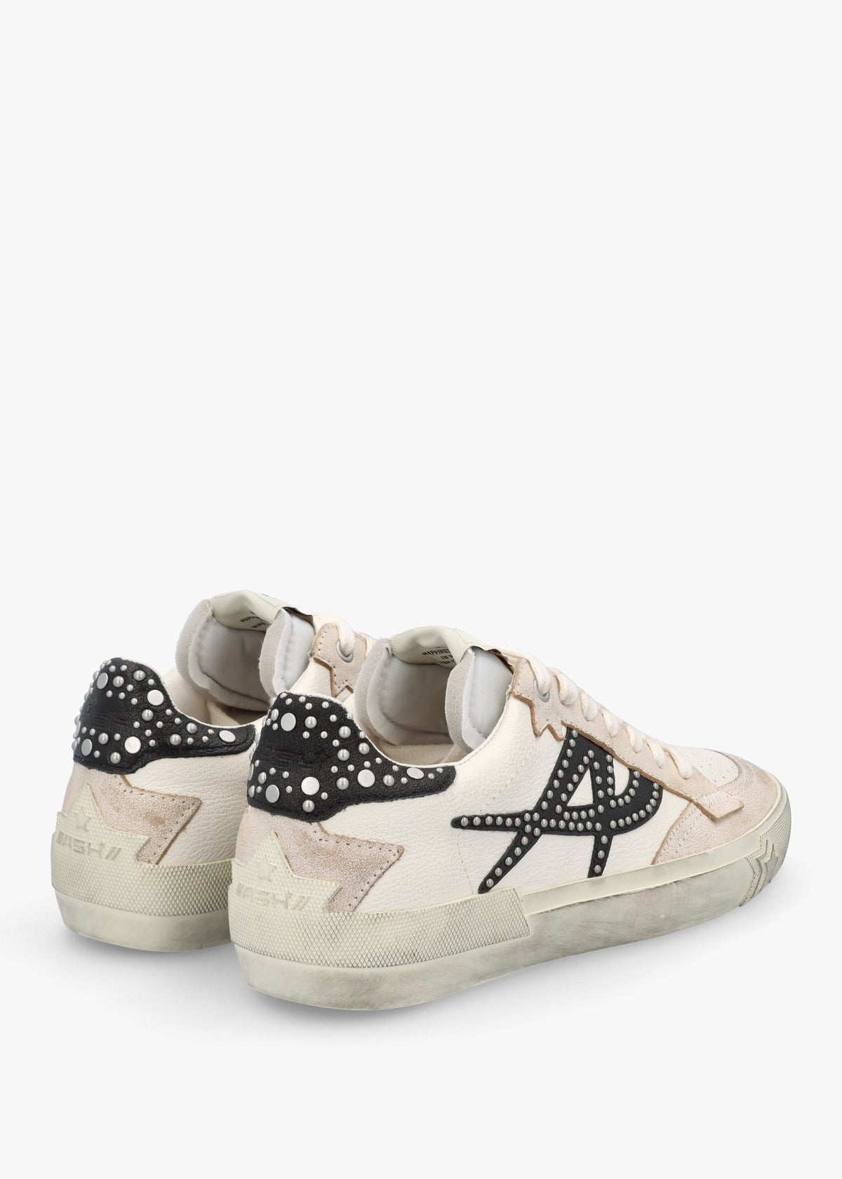 Moonlight Studs Beige White Black Off White Leather Trainers