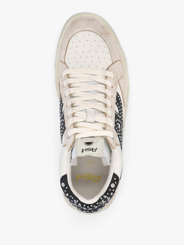 Moonlight Studs Beige White Black Off White Leather Trainers