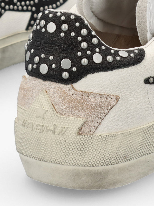 Moonlight Studs Beige White Black Off White Leather Trainers