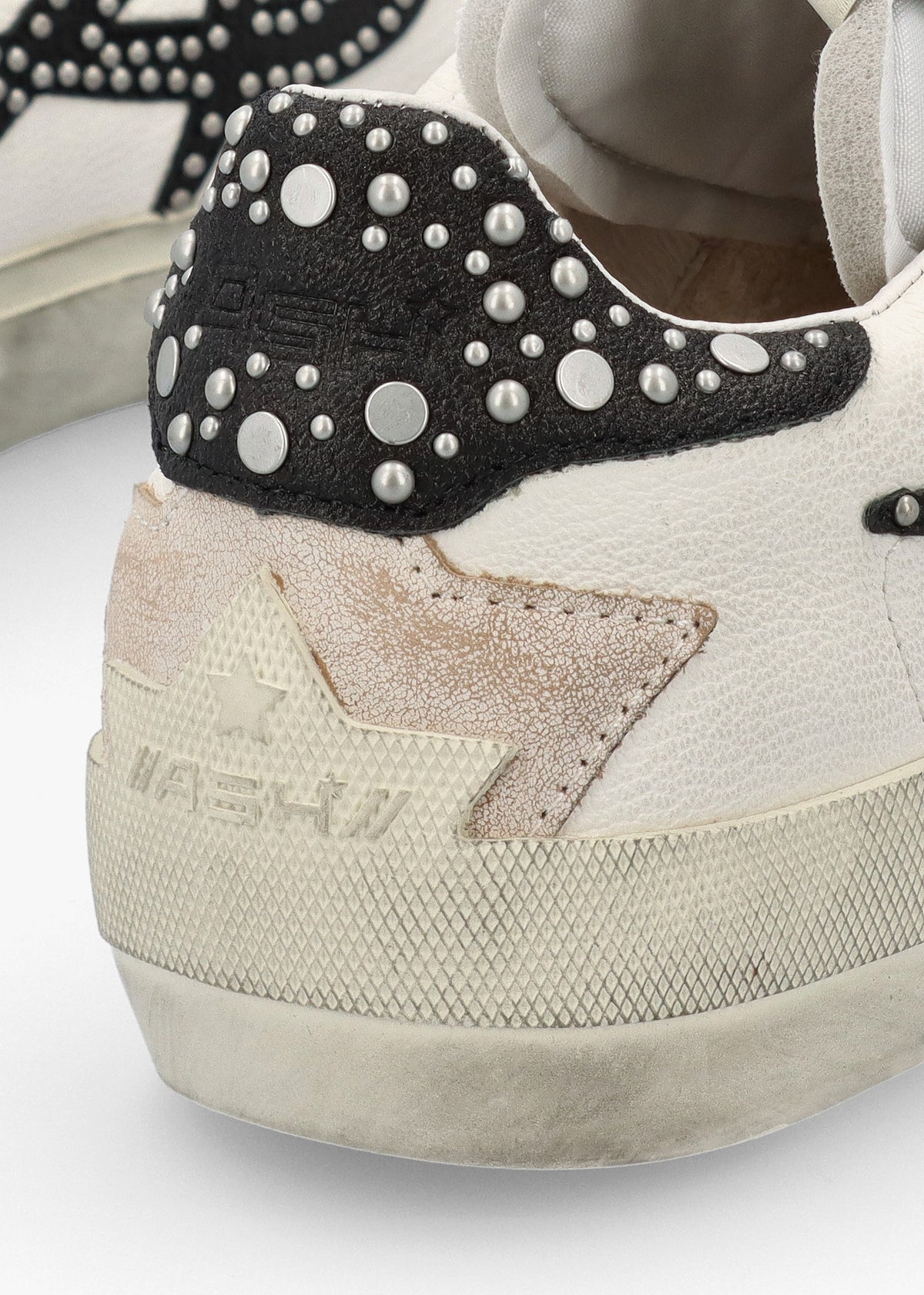Moonlight Studs Beige White Black Off White Leather Trainers