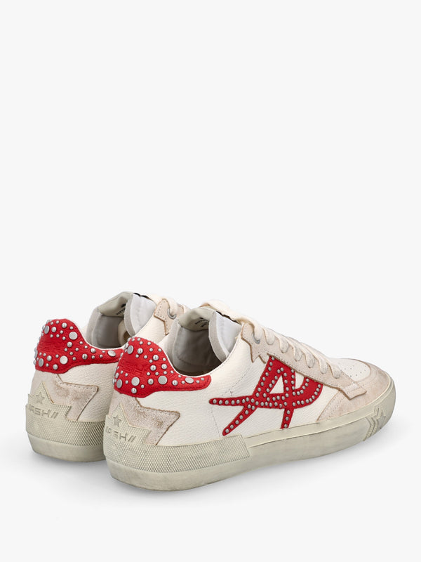 Moonlight Studs Beige White Aura Leather Trainers