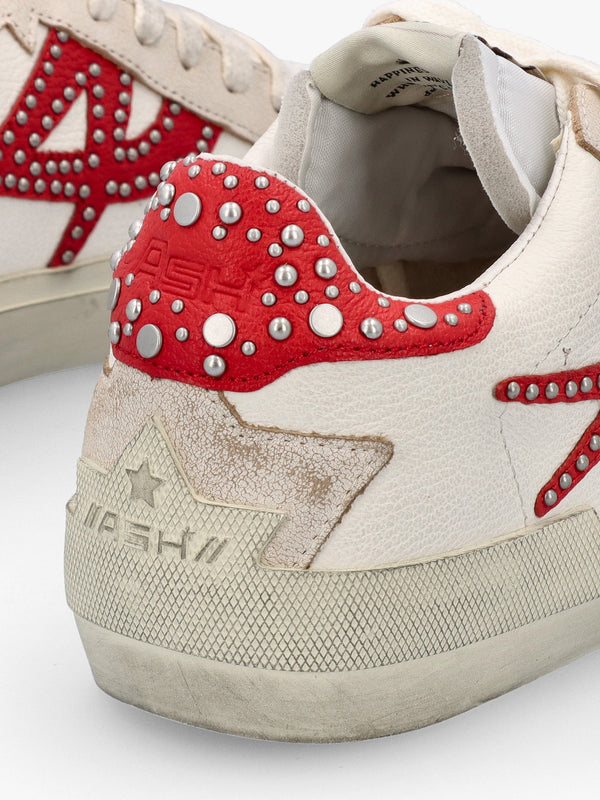 Moonlight Studs Beige White Aura Leather Trainers