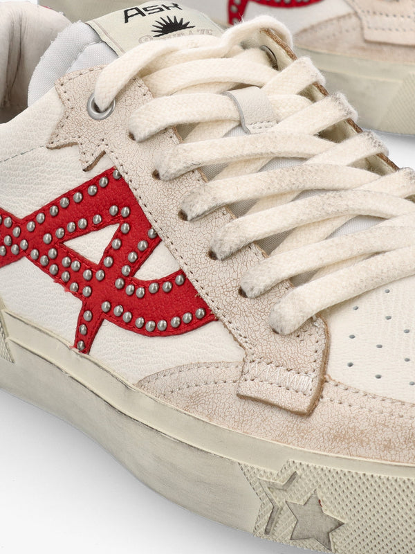 Moonlight Studs Beige White Aura Leather Trainers