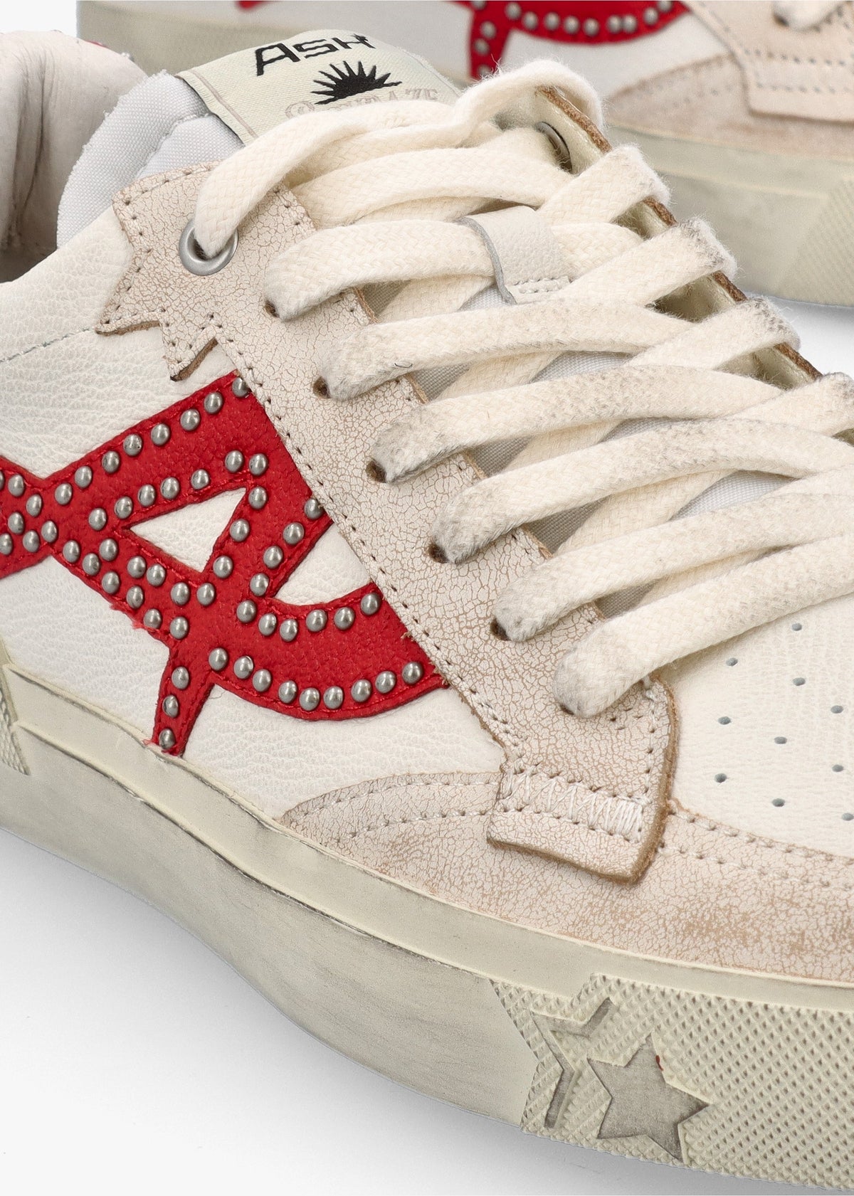 Moonlight Studs Beige White Aura Leather Trainers