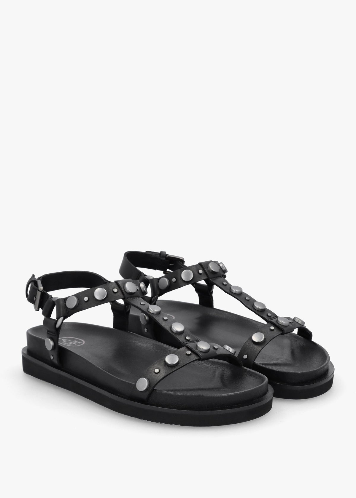 Ugo Black Leather Studded Sandals