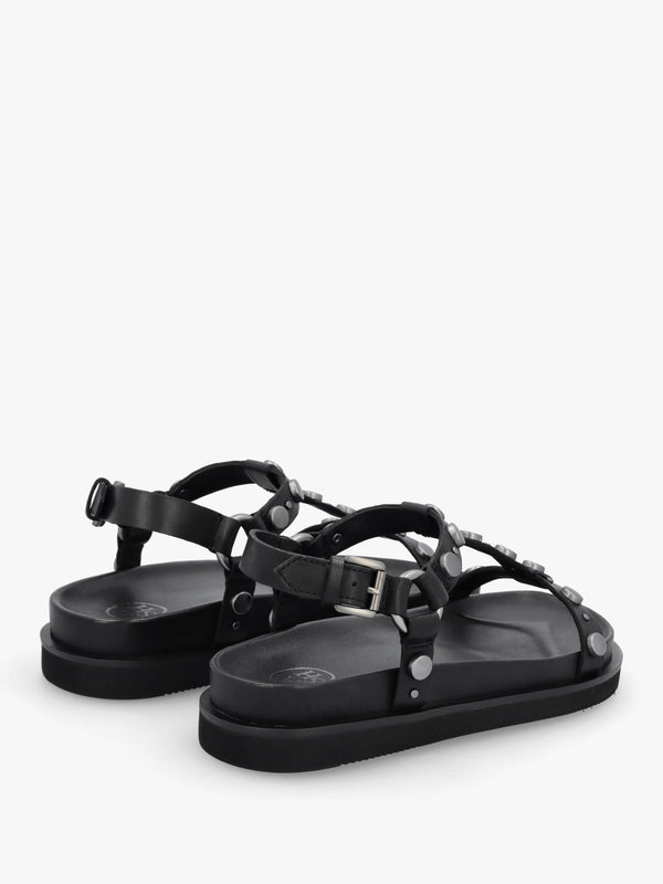 Ugo Black Leather Studded Sandals