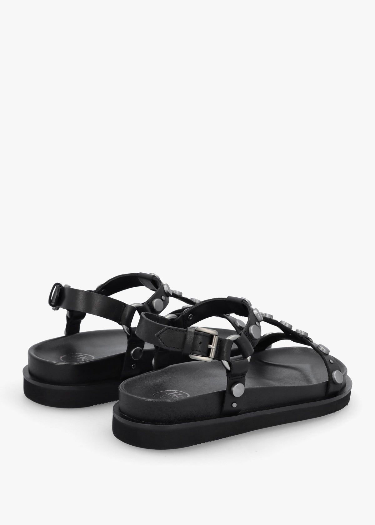 Ugo Black Leather Studded Sandals