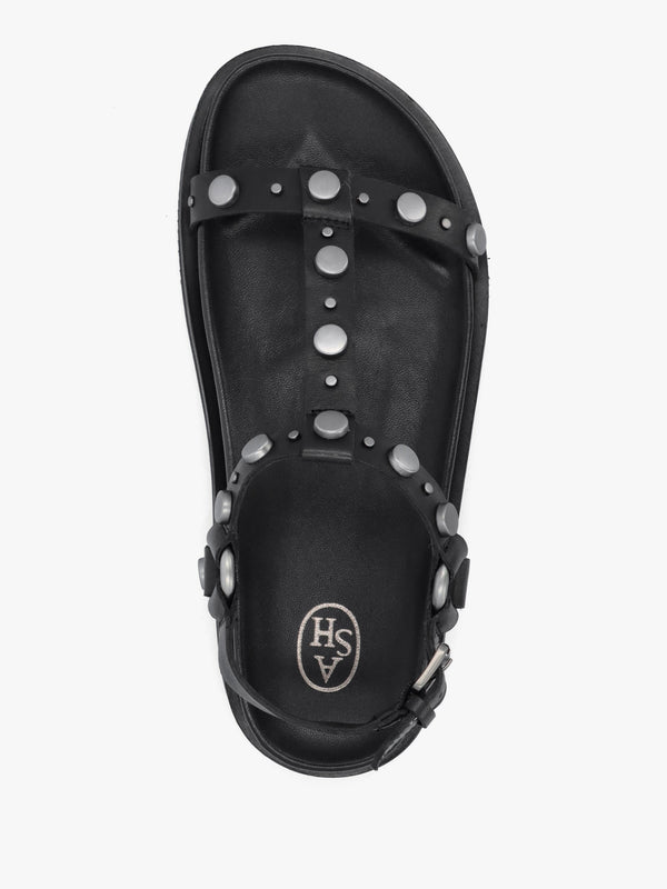 Ugo Black Leather Studded Sandals