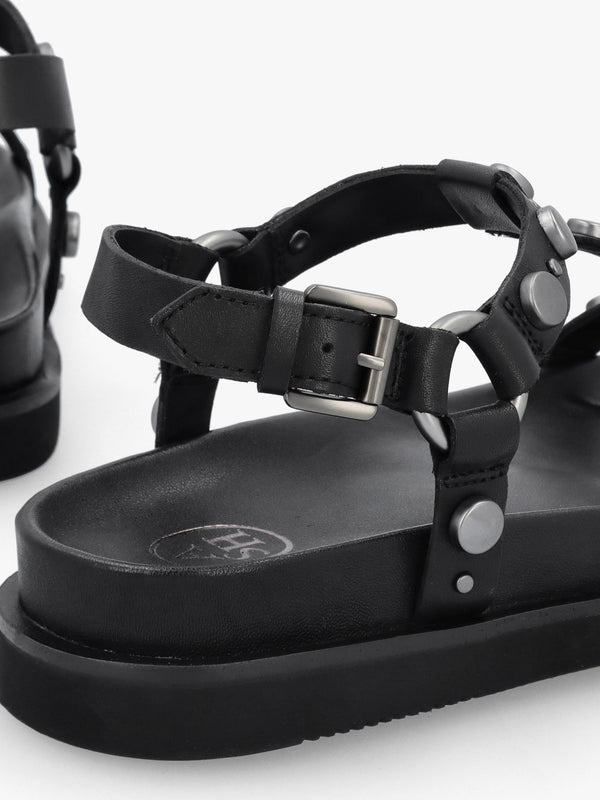 Ugo Black Leather Studded Sandals