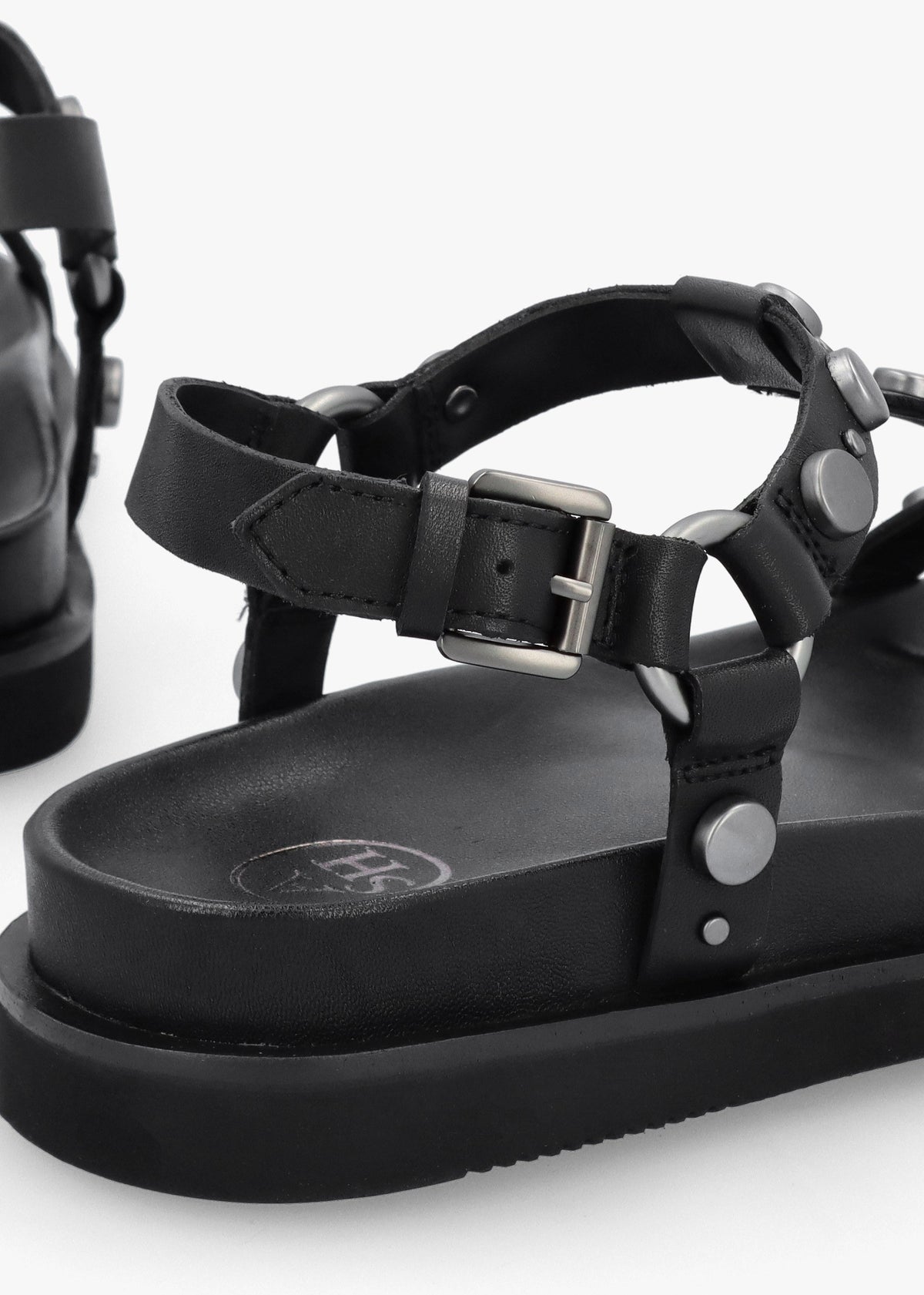 Ugo Black Leather Studded Sandals