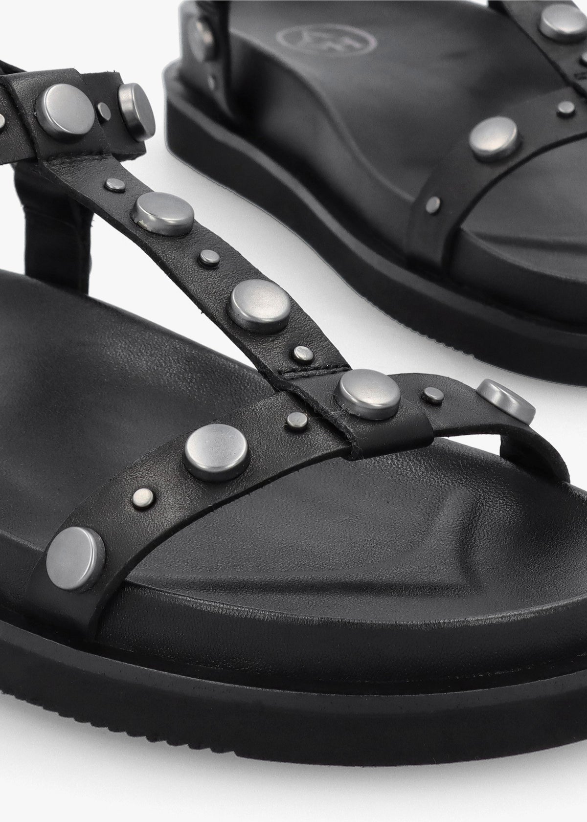 Ugo Black Leather Studded Sandals