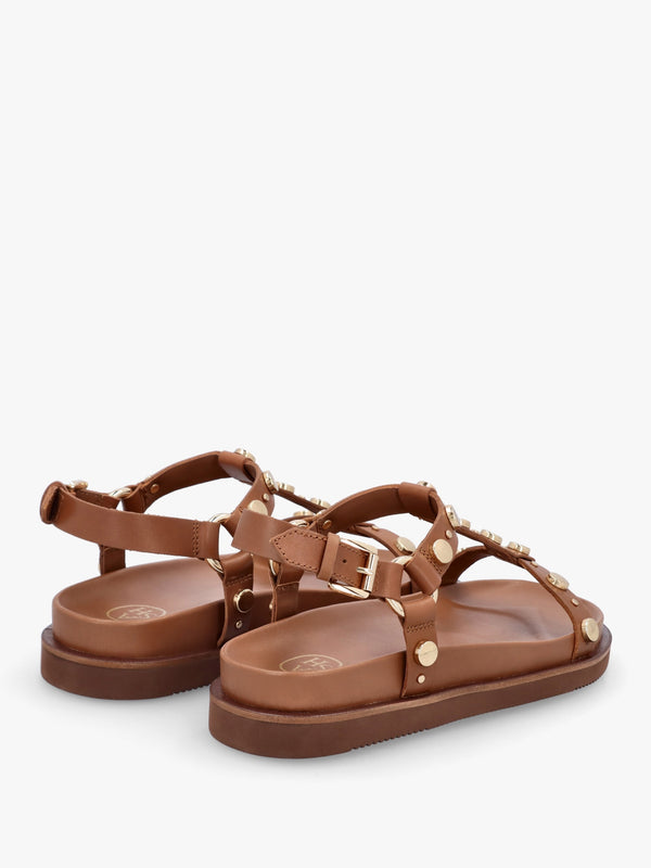 Ugo Tan Leather Studded Sandals