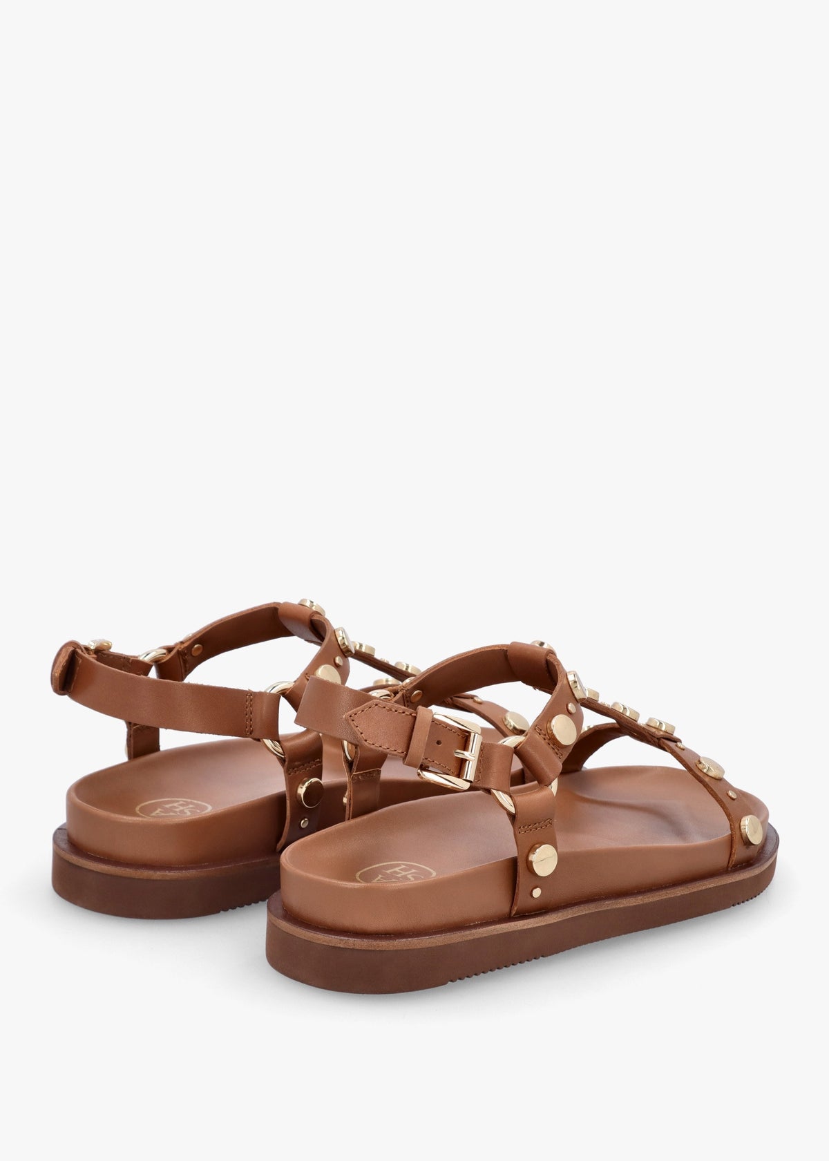 Ugo Tan Leather Studded Sandals