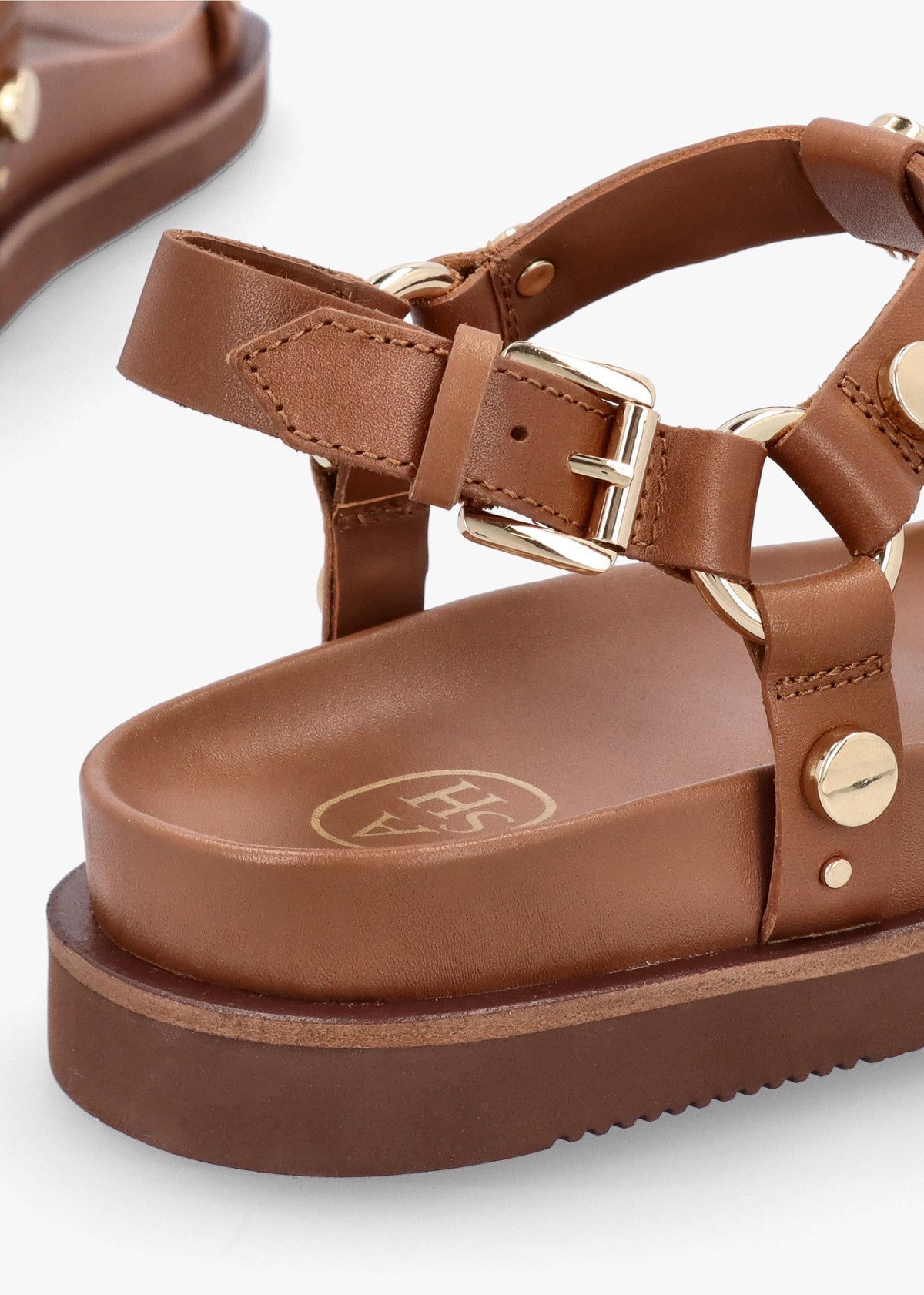 Ugo Tan Leather Studded Sandals