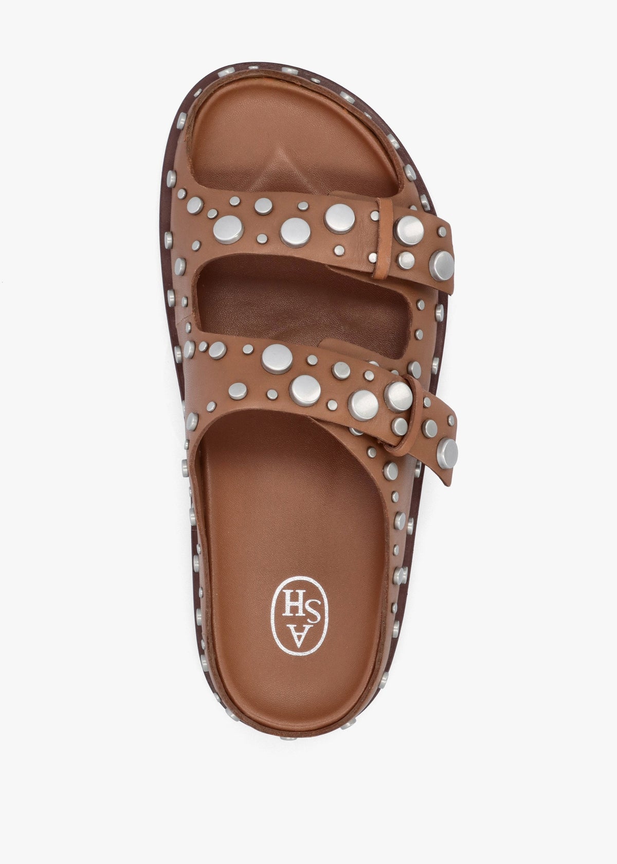 Ultra Tan Leather Studded Two Bar Mules
