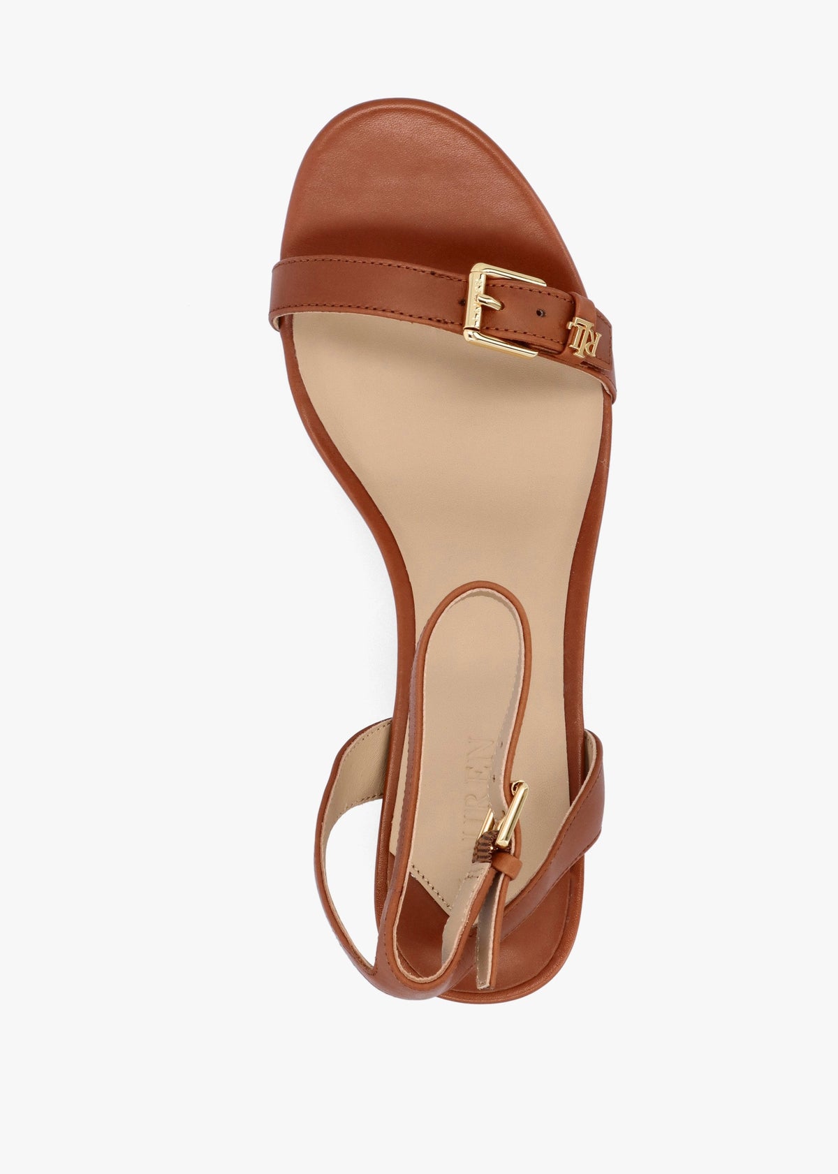 Melissah Lauren Tan Leather Block Heel Sandals