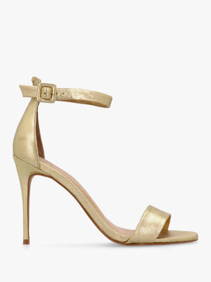 Carely Gold Leather Stiletto Heel Sandals