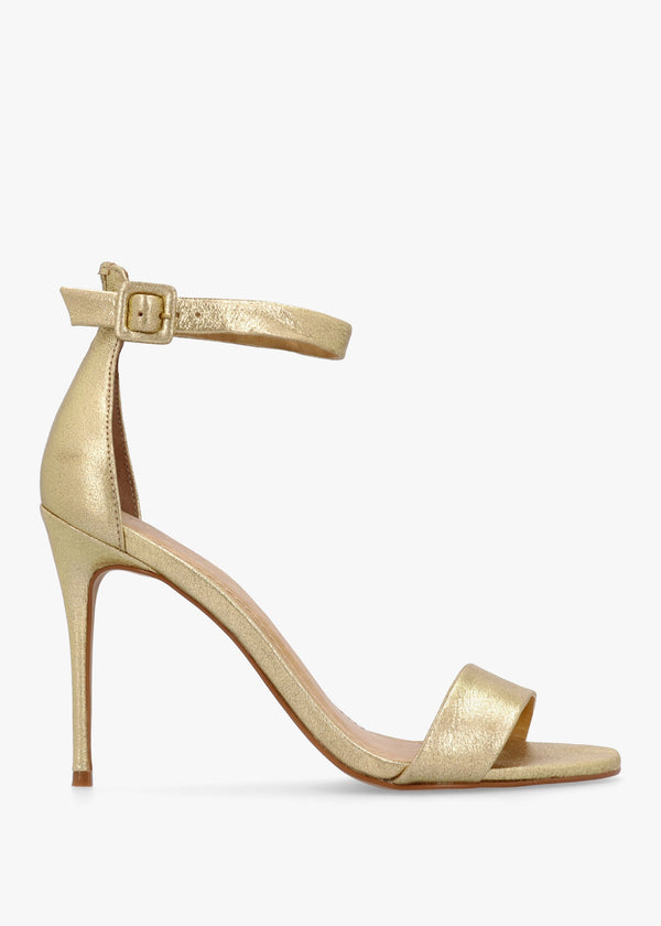 Carely Gold Leather Stiletto Heel Sandals