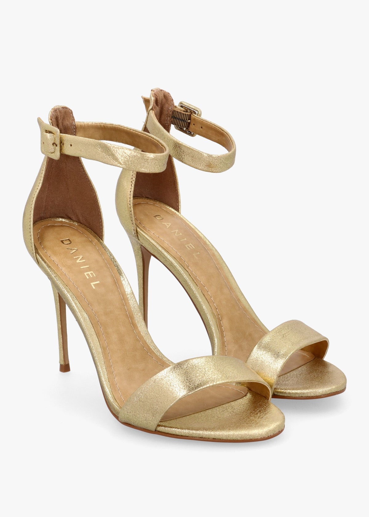Carely Gold Leather Stiletto Heel Sandals