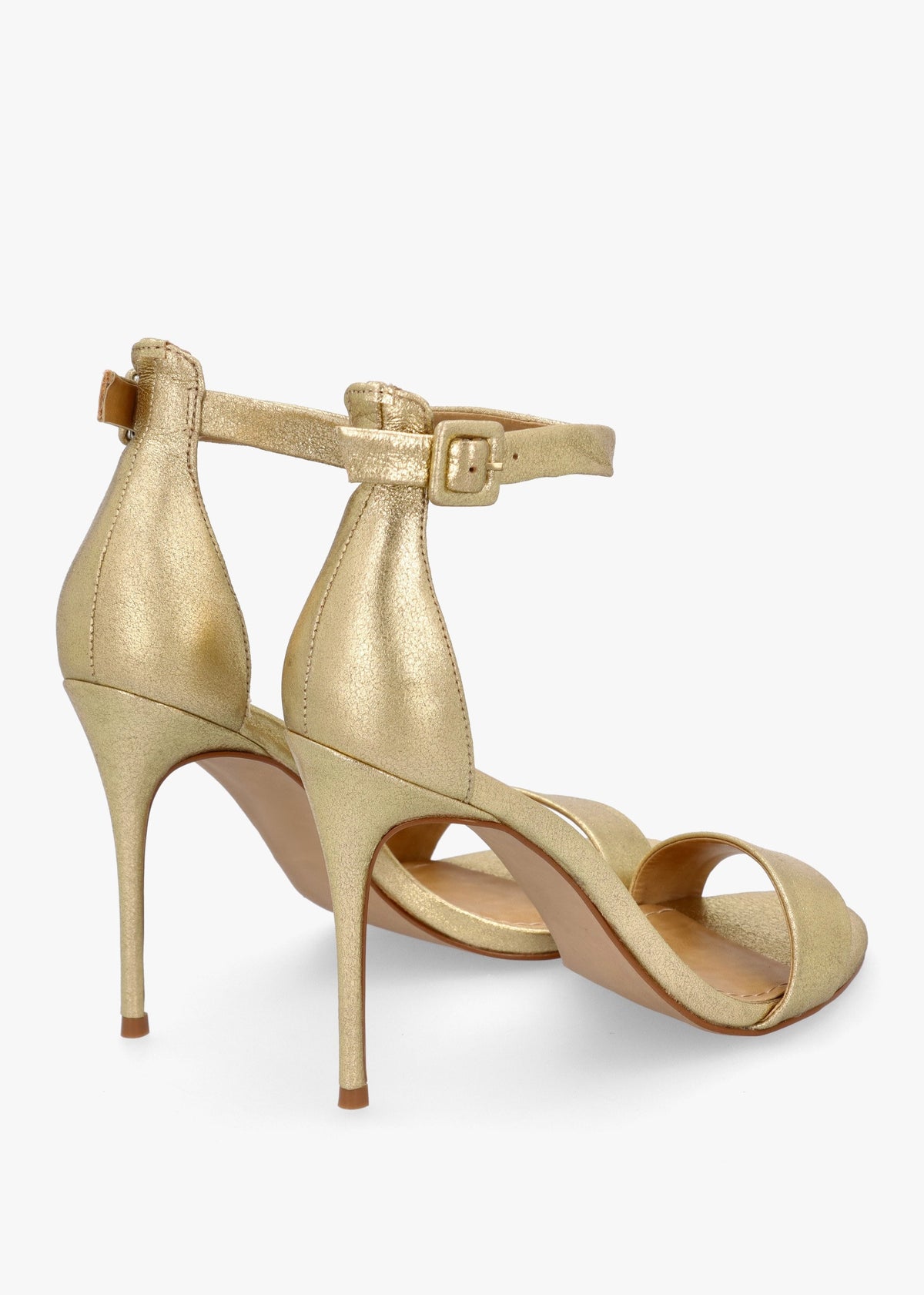 Carely Gold Leather Stiletto Heel Sandals