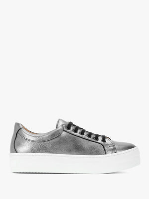 Piccadilly Circus Pewter Leather Flatform Trainers