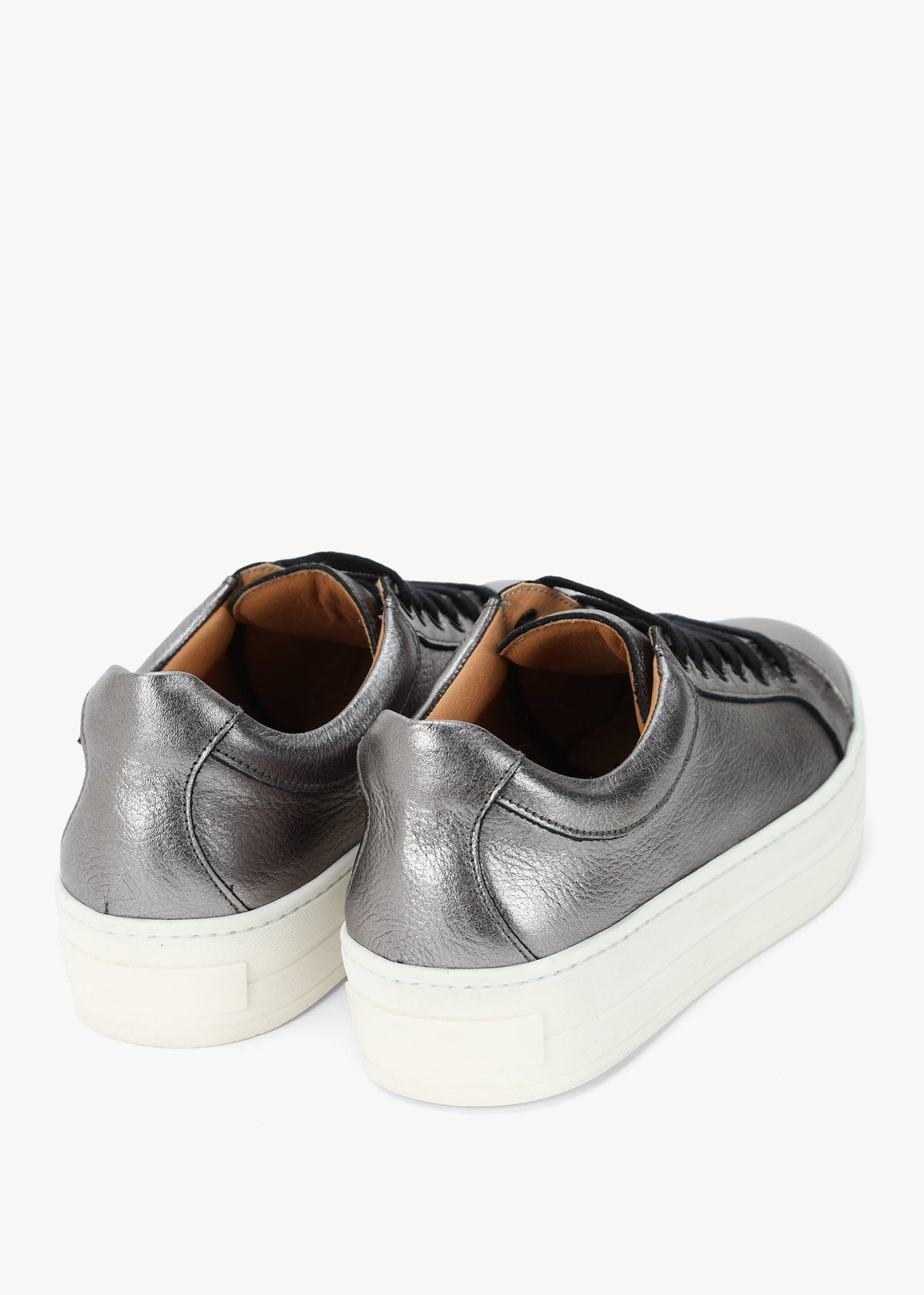 Piccadilly Circus Pewter Leather Flatform Trainers
