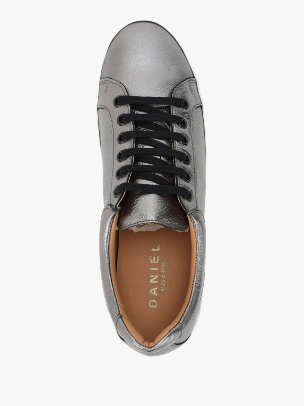 Piccadilly Circus Pewter Leather Flatform Trainers