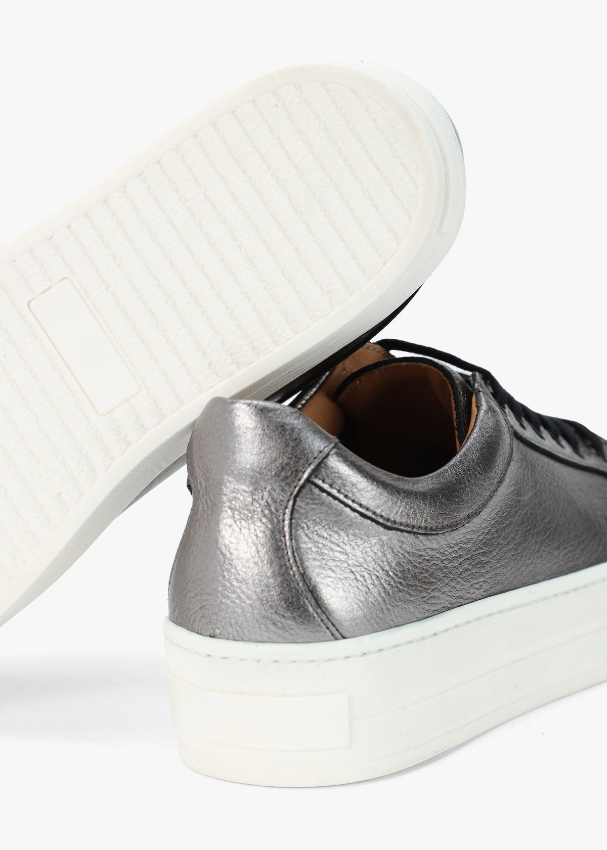 Piccadilly Circus Pewter Leather Flatform Trainers