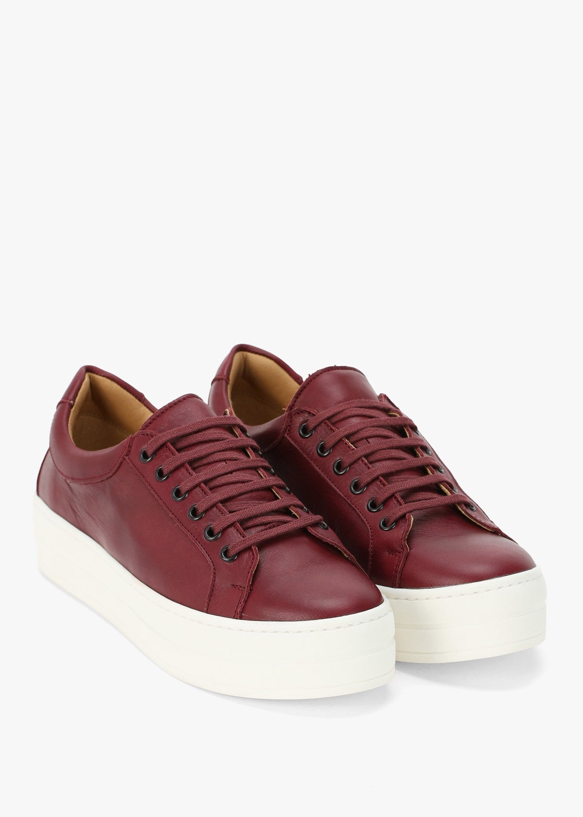 Piccadilly Circus Burgundy Leather Flatform Trainers