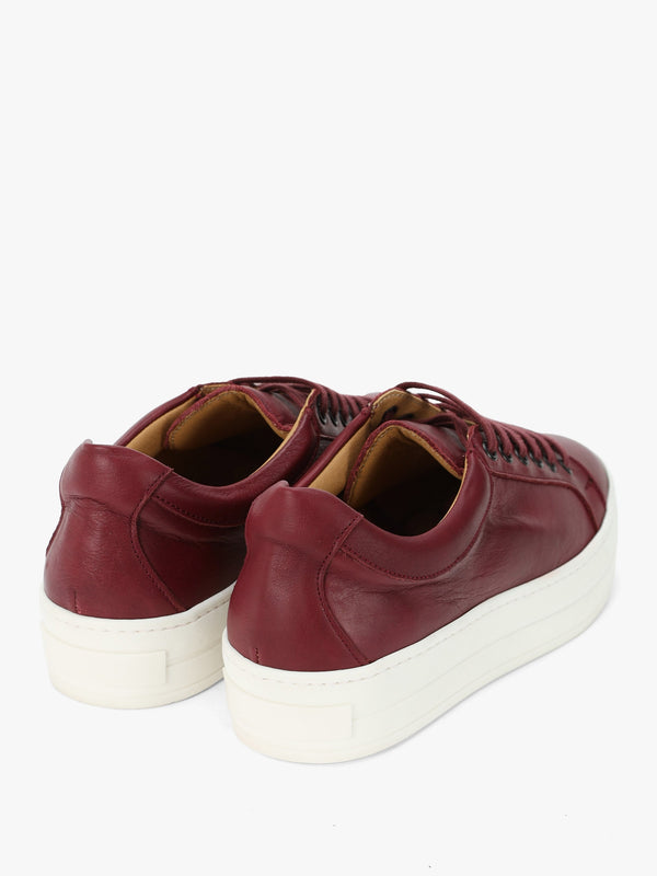 Piccadilly Circus Burgundy Leather Flatform Trainers